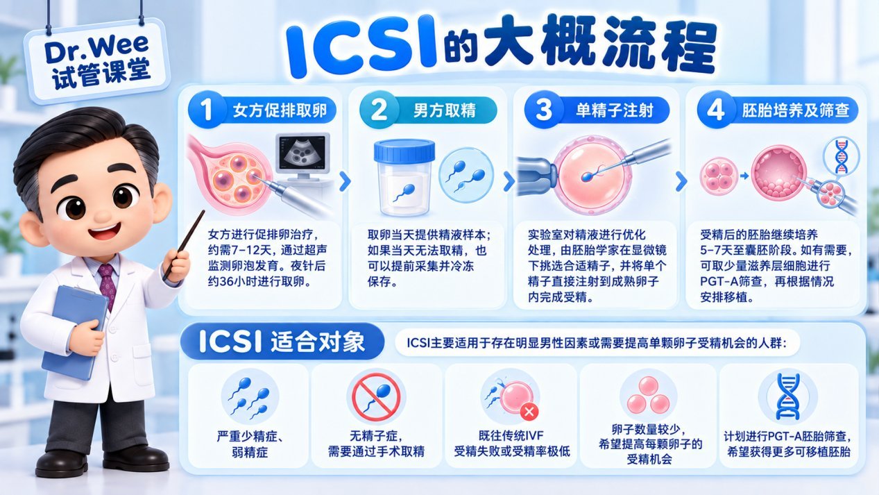 ICSI流程及适合对象示意图
